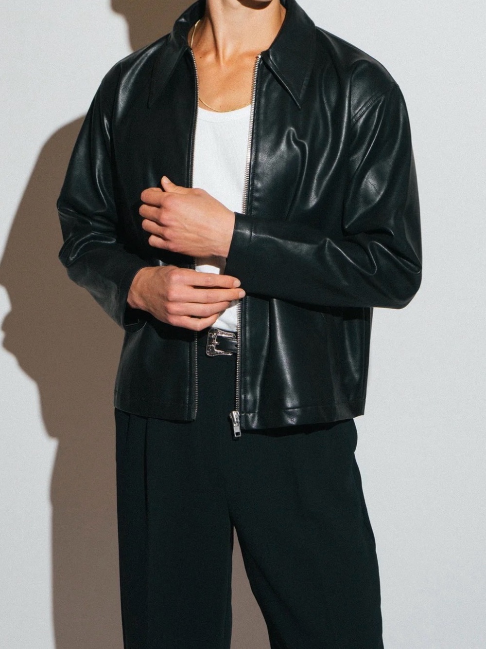 CA Arts Fairfax Vegan Blouson Black Faux Leather Zip Jacket XL (PM100224)